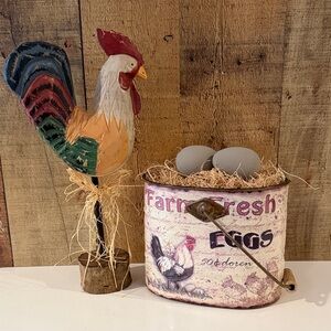 Colorful Rooster and Farm Fresh Eggs Decor